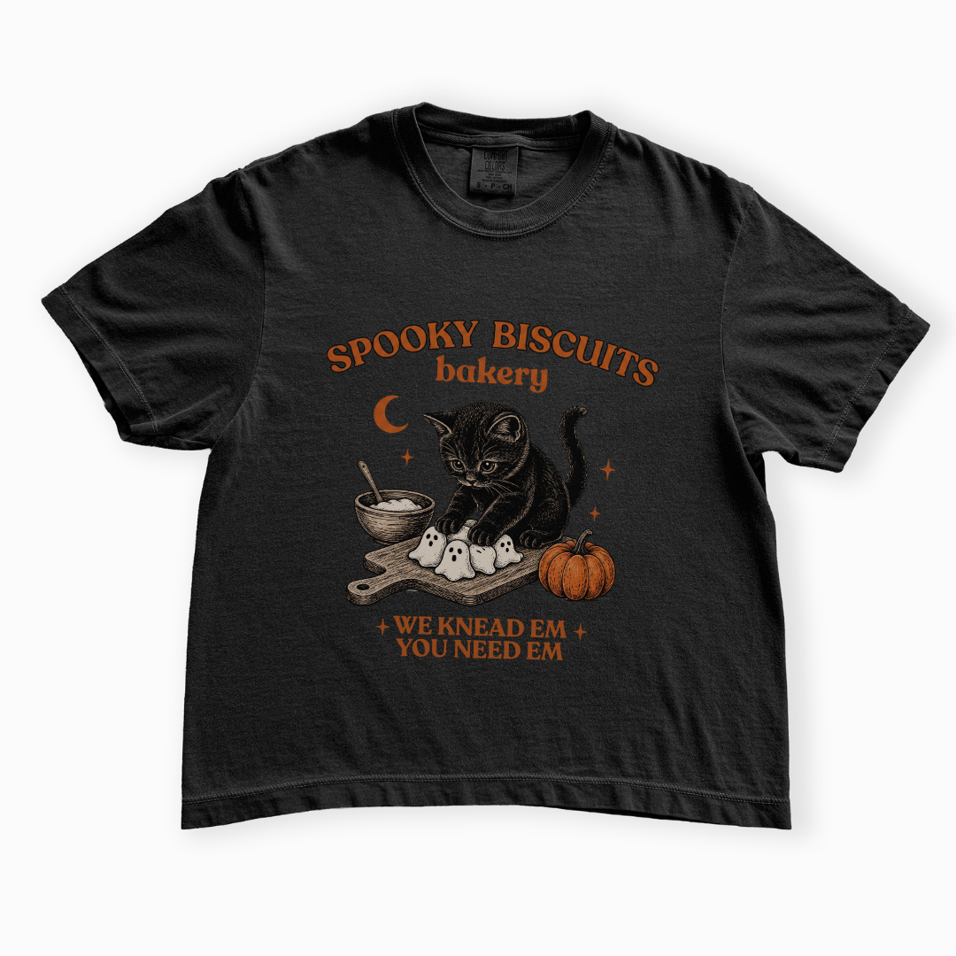 Spooky Biscuit Bakery - Comfort Colors Boxy Cropped Tee