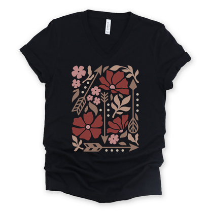 Arrows Of Bohemia - Short Sleeve V-Neck Tee
