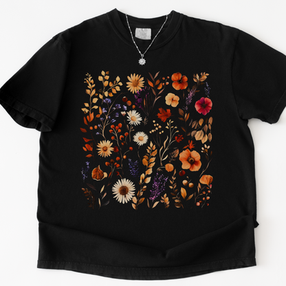 Autumn Boho Floral Print - Comfort Colors Relaxed Fit Premium T Shirt