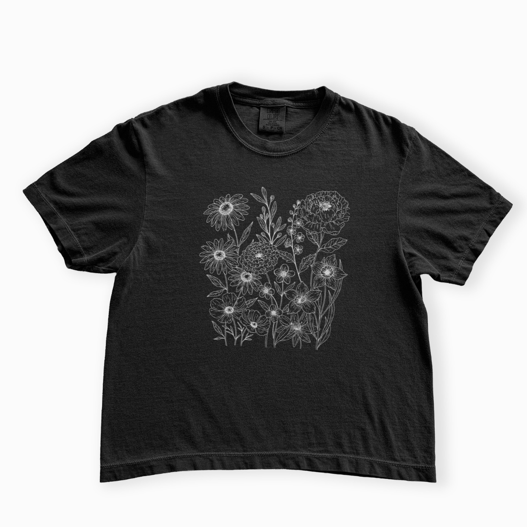 Petal Cartography - Comfort Colors Boxy Cropped Tee