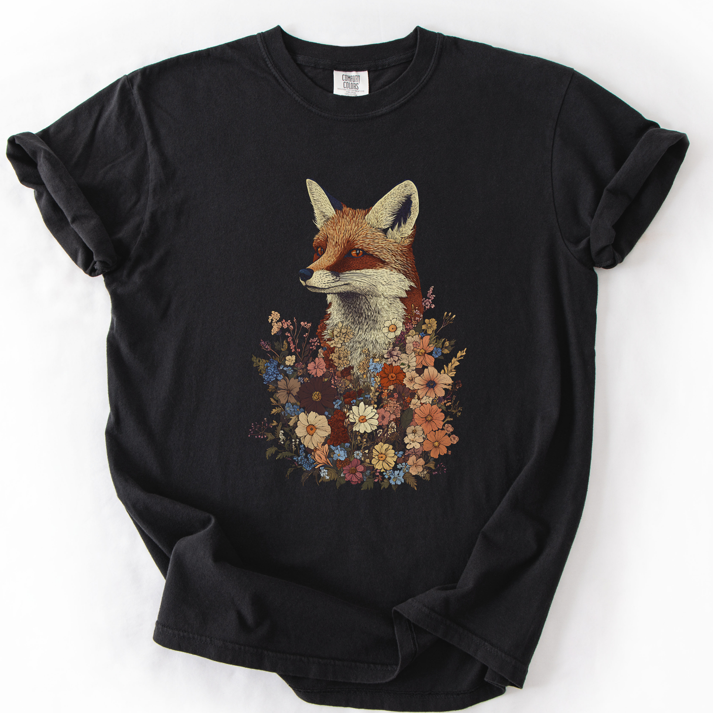 The Folklore Floral Fox - Comfort Colors Relaxed Fit Premium T Shirt