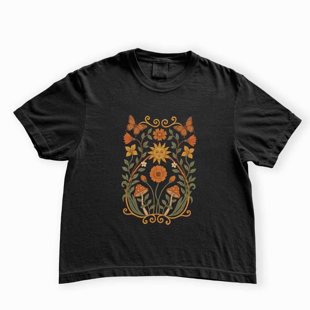 Golden Butterfly - Comfort Colors Boxy Cropped Tee