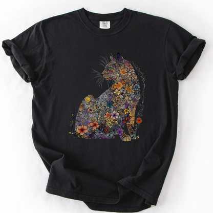 Floral Cat -  Comfort Colors Relaxed Fit Premium T Shirt