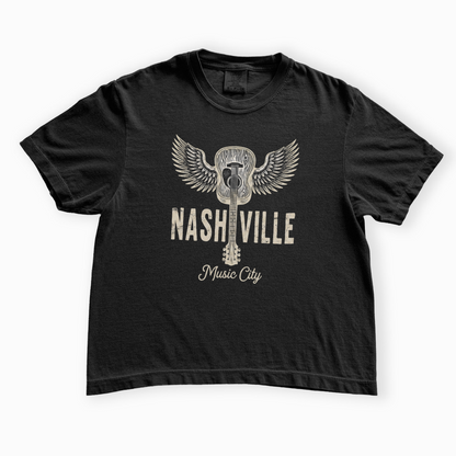Nashville Music City - Comfort Colors Boxy Cropped Tee