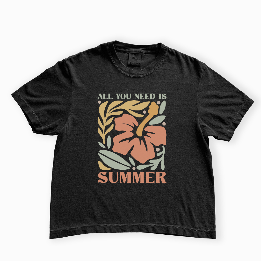 All You Need Is Summer - Comfort Colors Boxy Cropped Tee