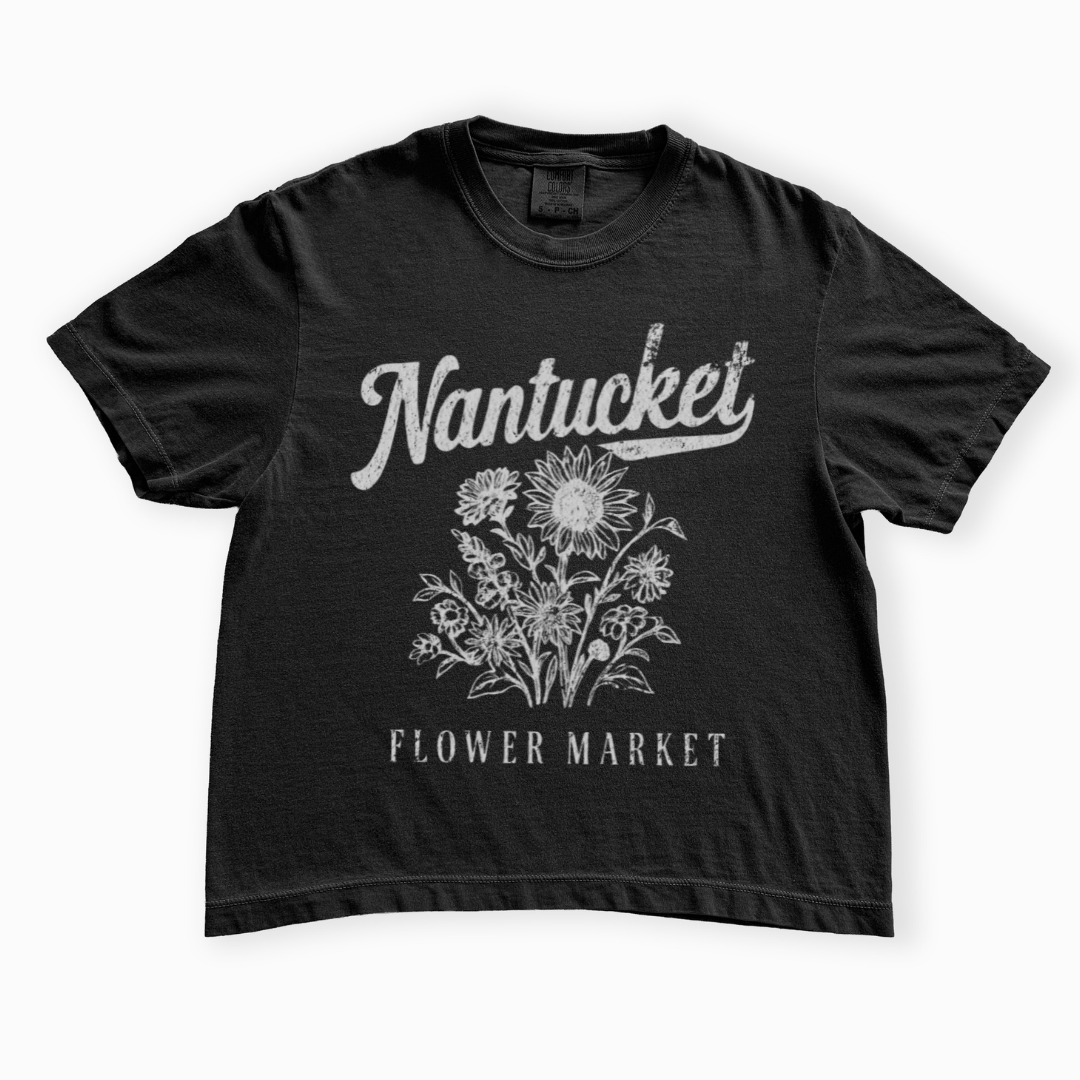 Nantucket Flower Market - Comfort Colors Boxy Cropped Tee