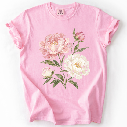 Painted Peonies -  Relaxed Fit Vintage Wash T Shirt