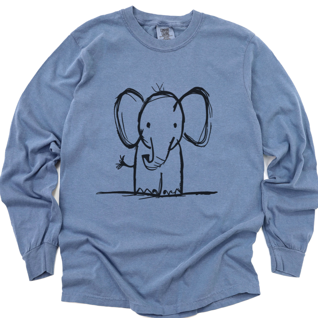 Elephant Sketch - Comfort Colors Long Sleeve Premium T Shirt