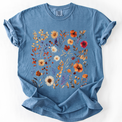 Autumn Boho Floral Print - Comfort Colors Relaxed Fit Premium T Shirt