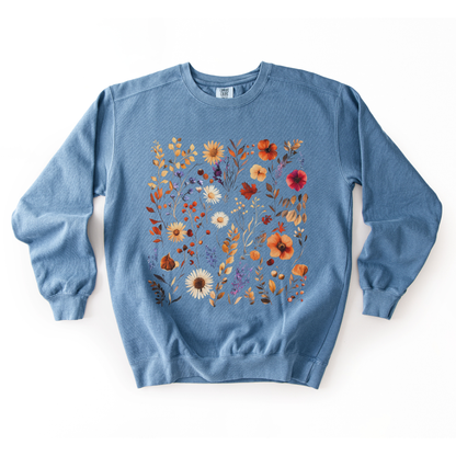 Autumn Boho Floral Print - Comfort Colors Premium Heavyweight Sweatshirt