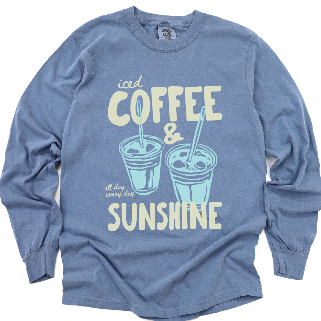 Iced Coffee & Sunshine - Comfort Colors Long Sleeve Premium T Shirt