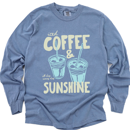 Iced Coffee & Sunshine - Comfort Colors Long Sleeve Premium T Shirt