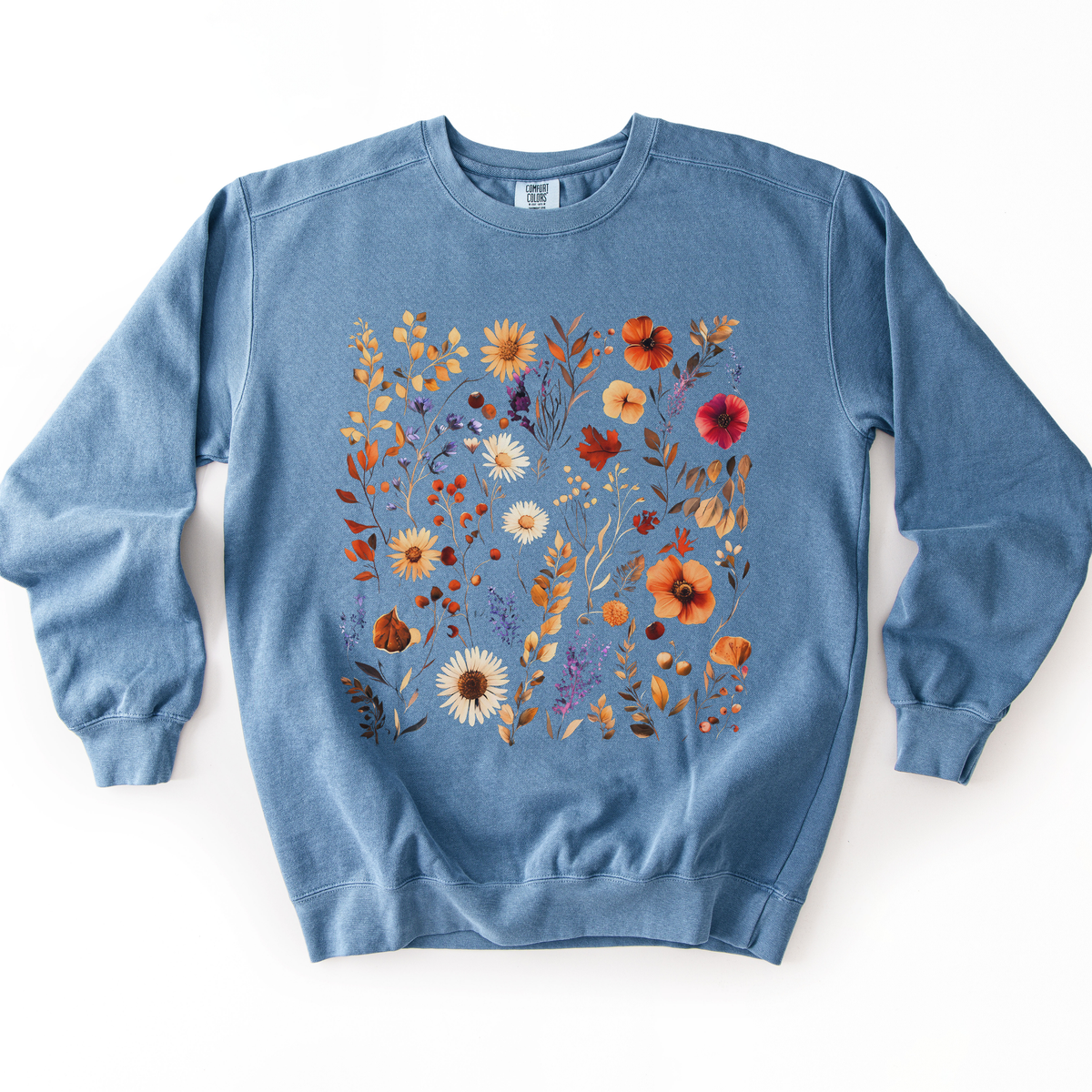 Autumn Boho Floral Print - Comfort Colors Premium Heavyweight Sweatshirt