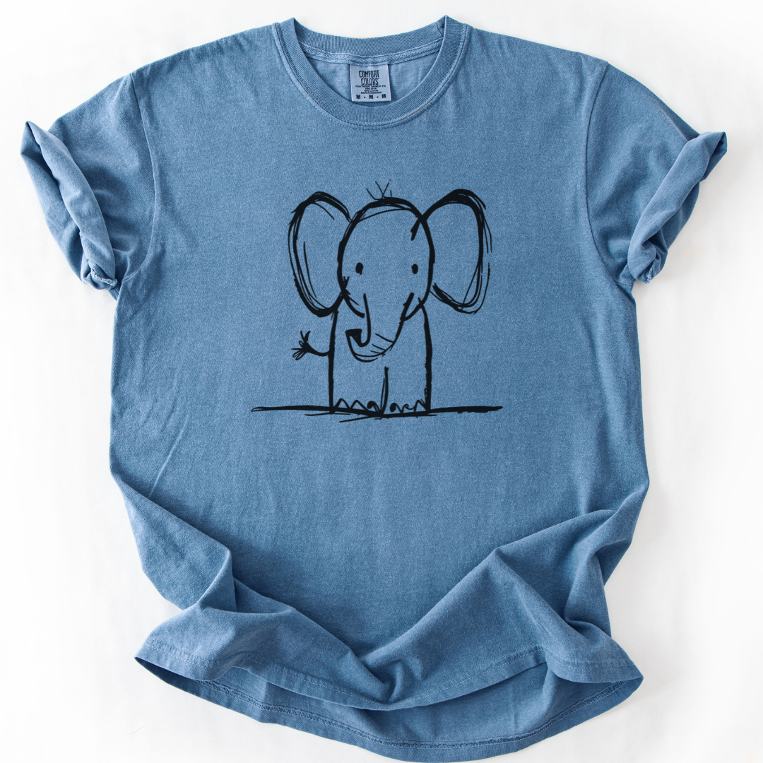 Elephant Sketch - Comfort Colors Relaxed Fit Premium T Shirt