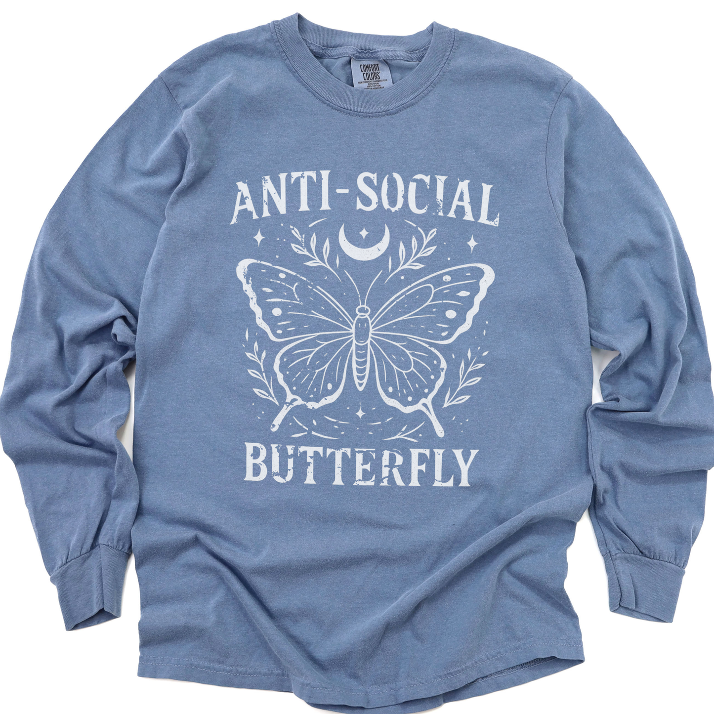 Anti-Social Butterfly - Comfort Colors Long Sleeve Premium T Shirt