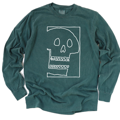 Skull Sketch - Comfort Colors Long Sleeve Premium T Shirt