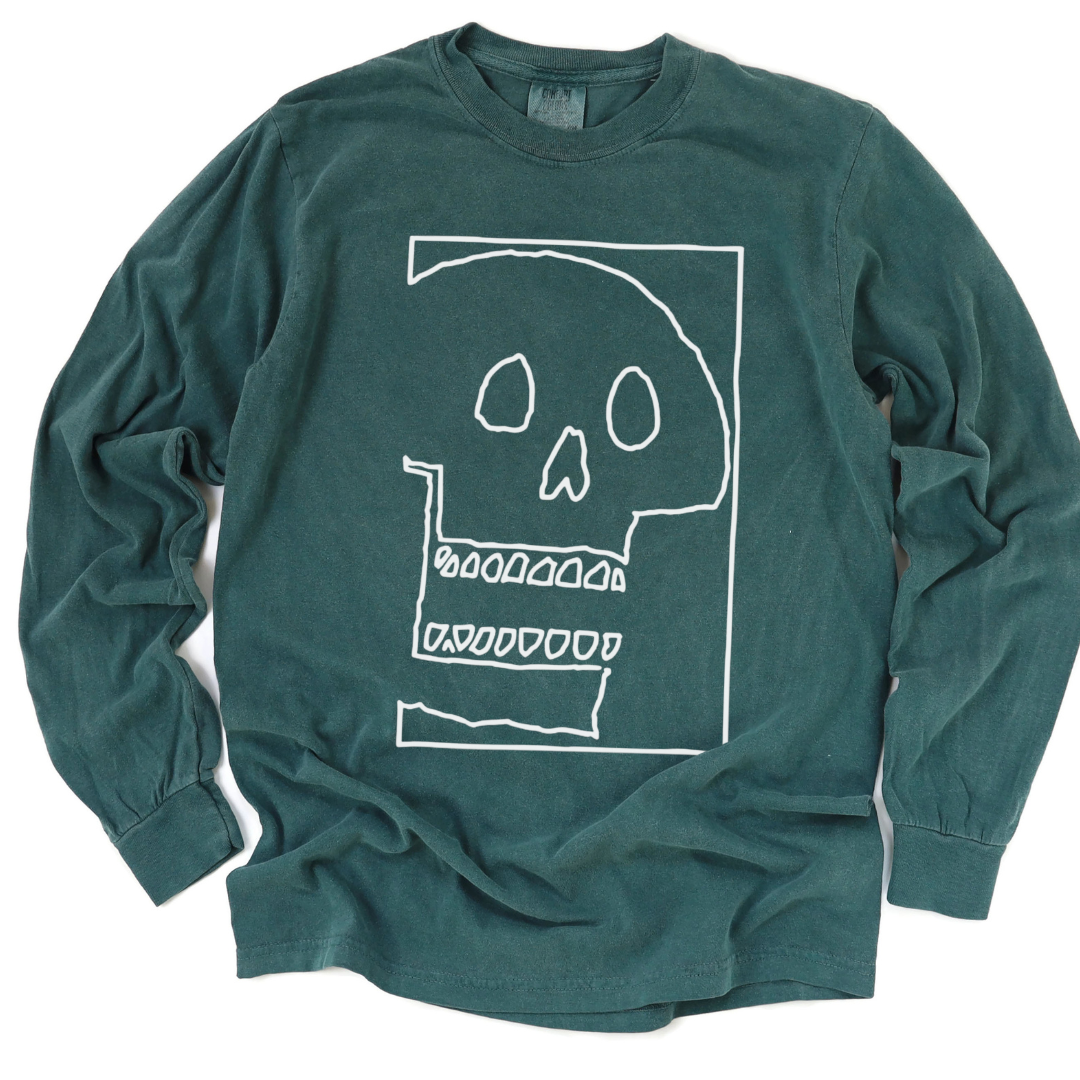 Skull Sketch - Comfort Colors Long Sleeve Premium T Shirt