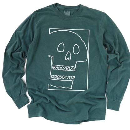 Skull Sketch - Comfort Colors Long Sleeve Premium T Shirt