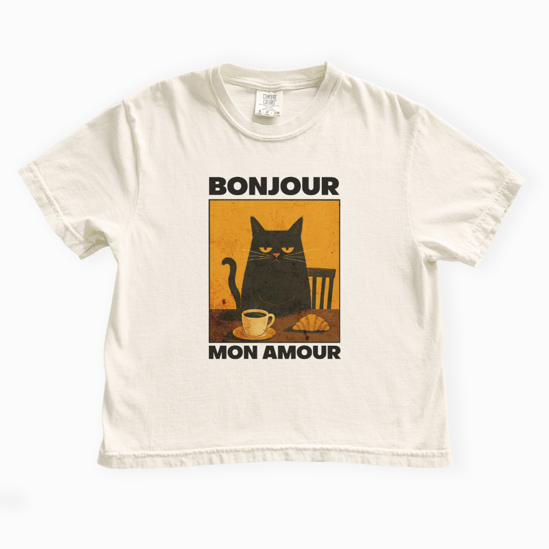 Bonjour Mon Amour - Comfort Colors Boxy Cropped Tee