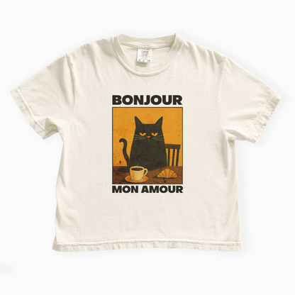 Bonjour Mon Amour - Comfort Colors Boxy Cropped Tee