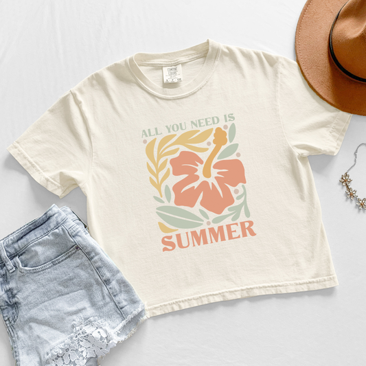 All You Need Is Summer - Comfort Colors Boxy Cropped Tee