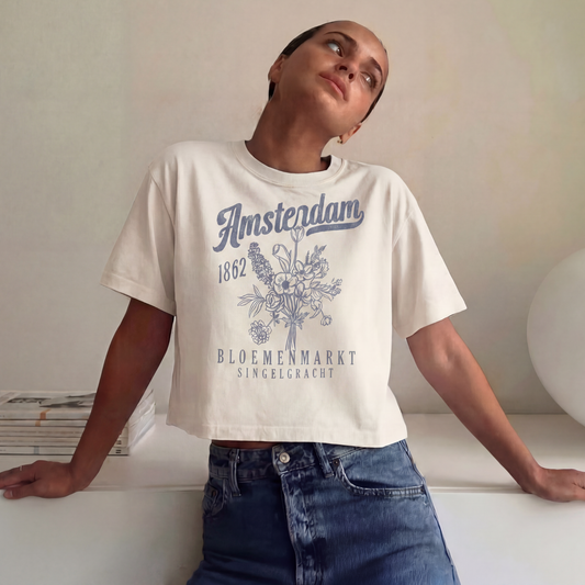 Amsterdam Flower Market - Comfort Colors Boxy Cropped Tee