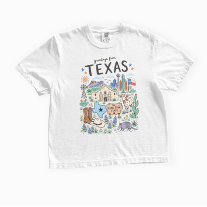 Greetings From Texas - Comfort Colors Boxy Cropped Tee