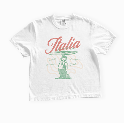 Greetings From Italia - Comfort Colors Boxy Cropped Tee