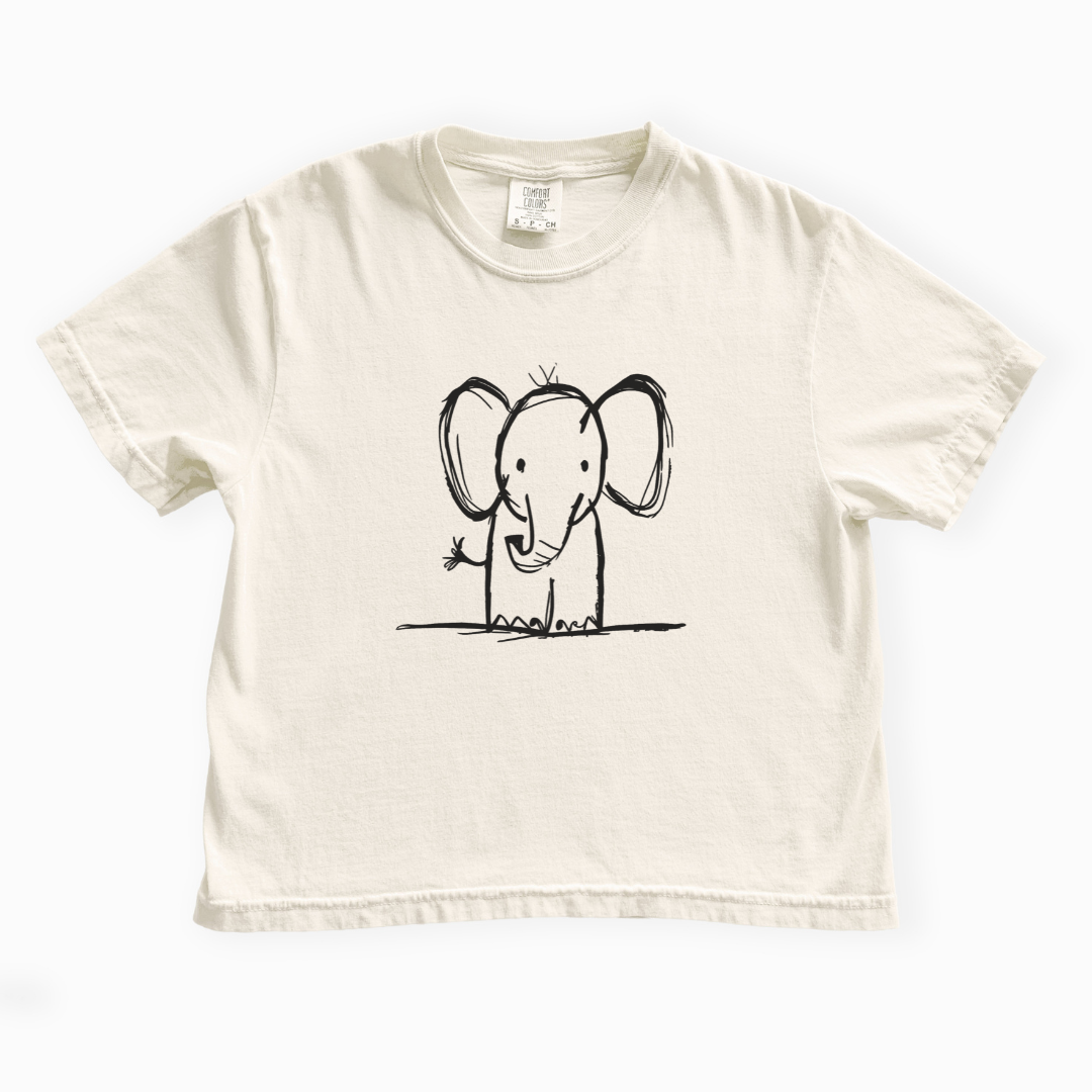 Elephant Sketch - Comfort Colors Boxy Cropped Tee
