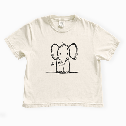 Elephant Sketch - Comfort Colors Boxy Cropped Tee