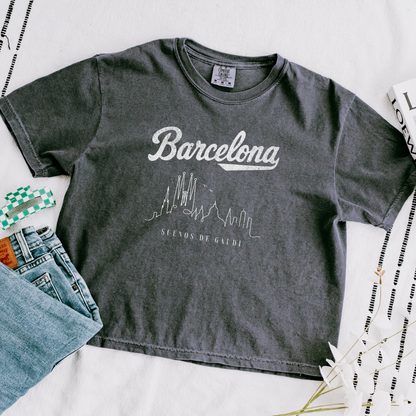 Barcelona, Dreams of Gaudi - Comfort Colors Boxy Cropped Tee