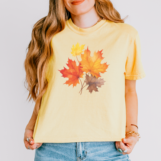 Autumn Leaves - Comfort Colors Boxy Cropped Tee