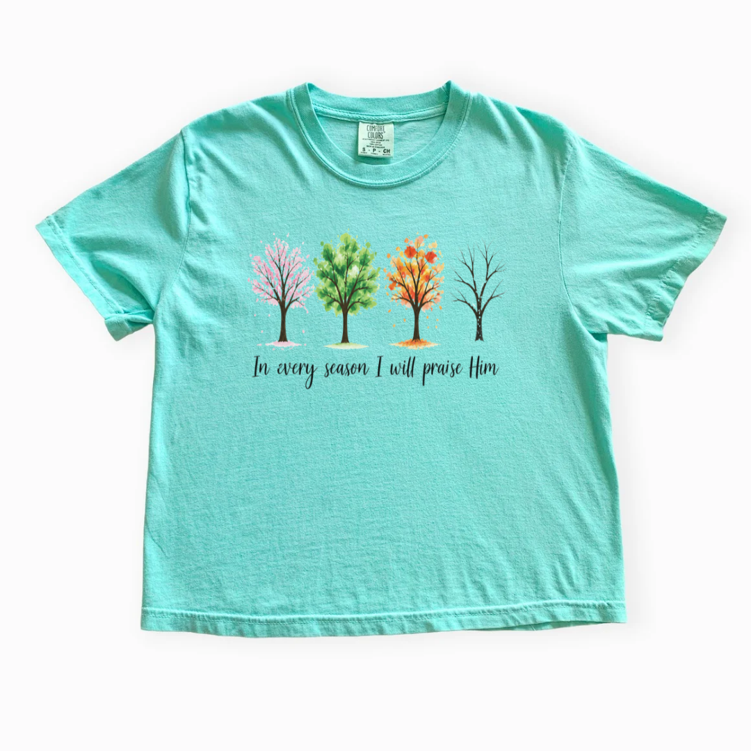 In Every Season I Will Praise Him - Comfort Colors Boxy Cropped Tee