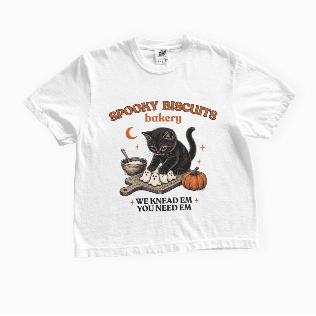 Spooky Biscuit Bakery - Comfort Colors Boxy Cropped Tee