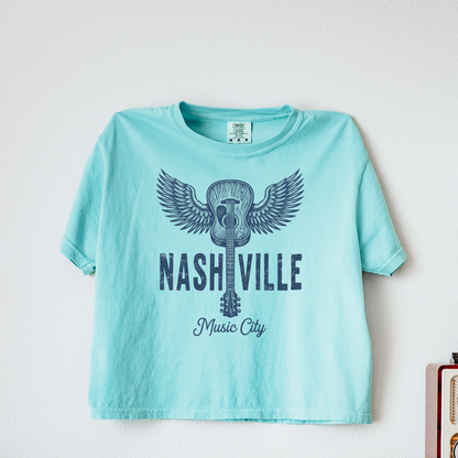 Nashville Music City - Comfort Colors Boxy Cropped Tee