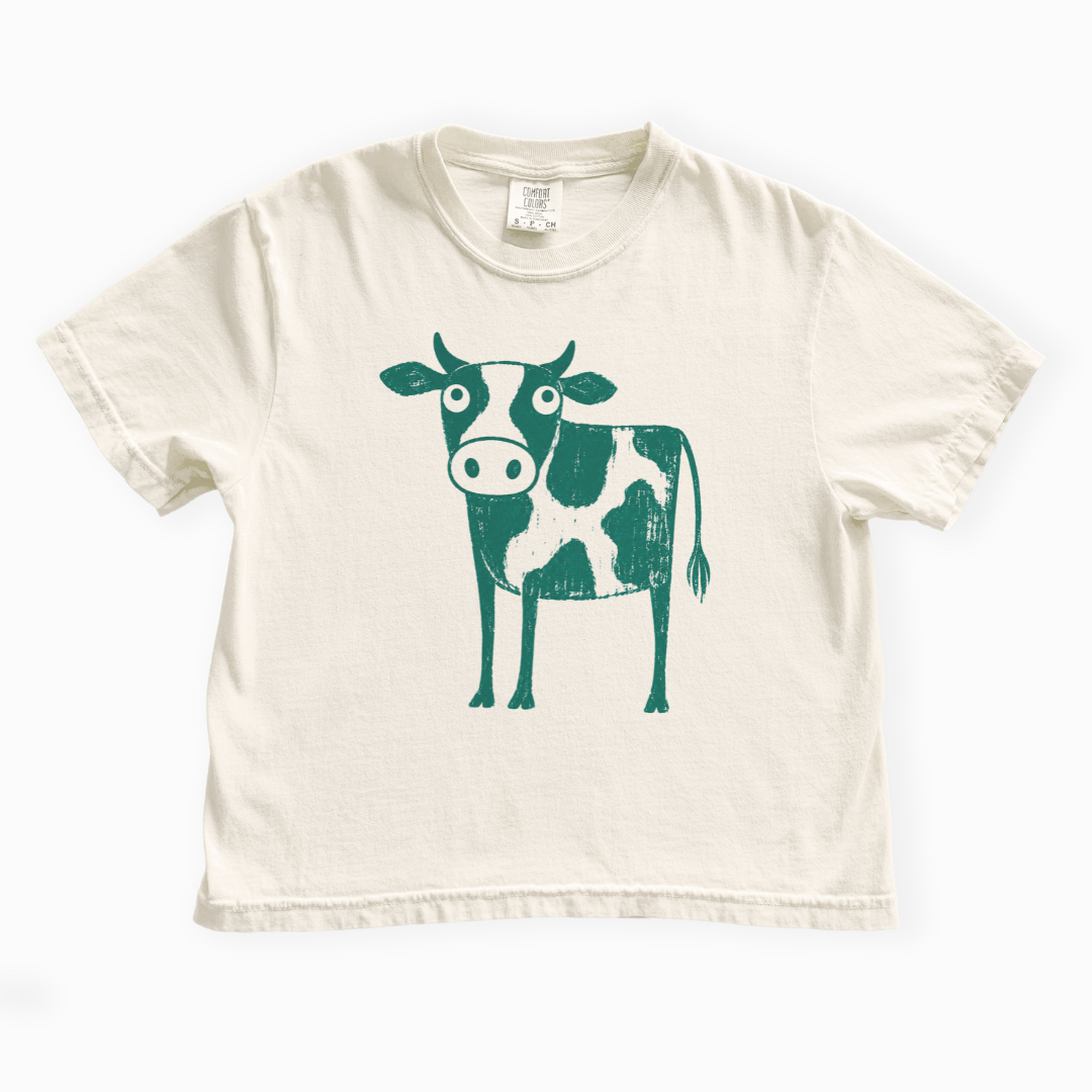 Cow - Comfort Colors Boxy Cropped Tee