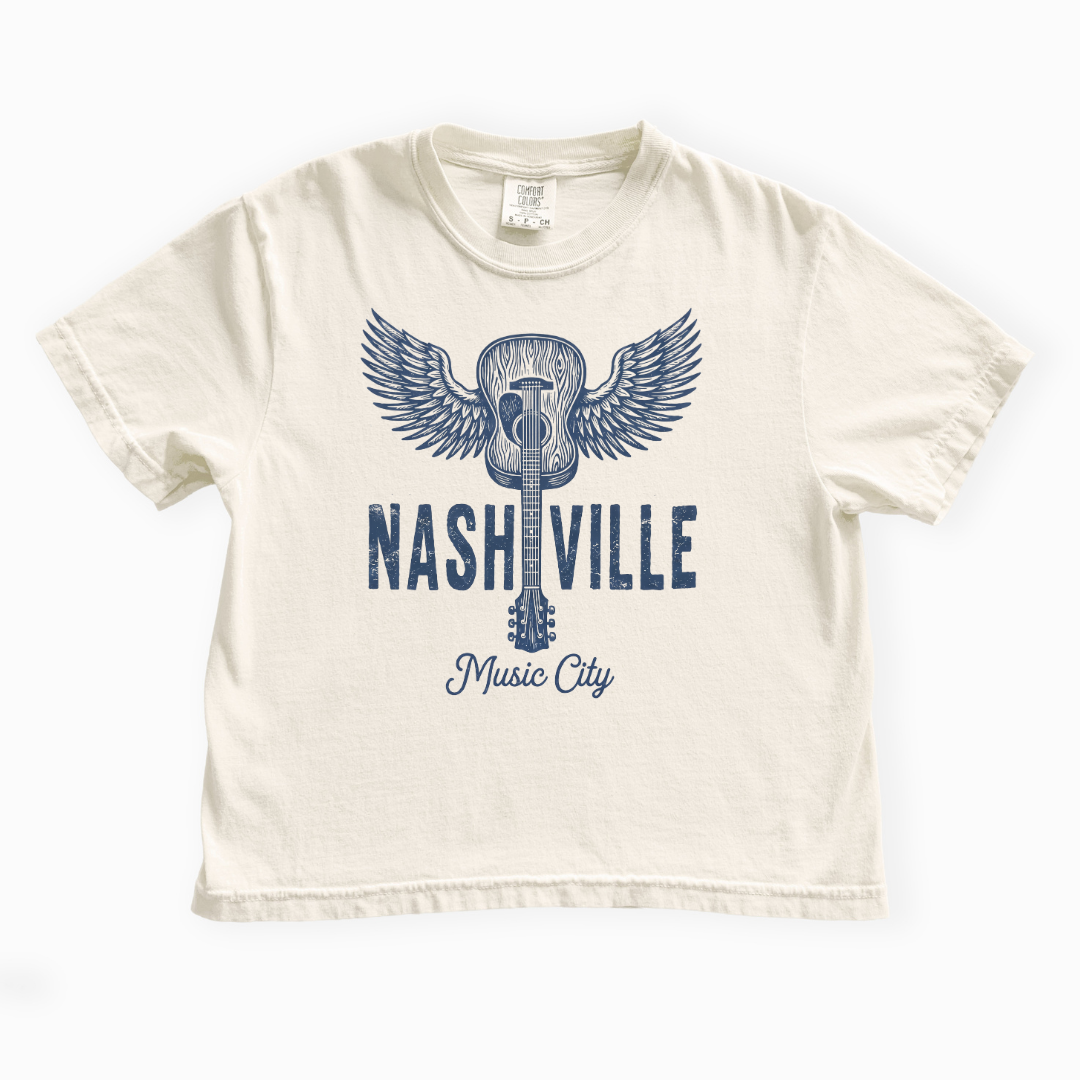 Nashville Music City - Comfort Colors Boxy Cropped Tee