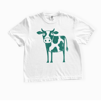 Cow - Comfort Colors Boxy Cropped Tee
