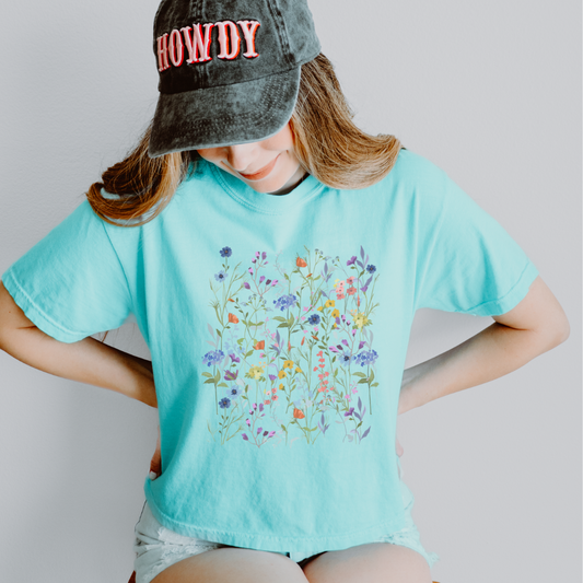 Floral Medley - Comfort Colors Boxy Cropped Tee
