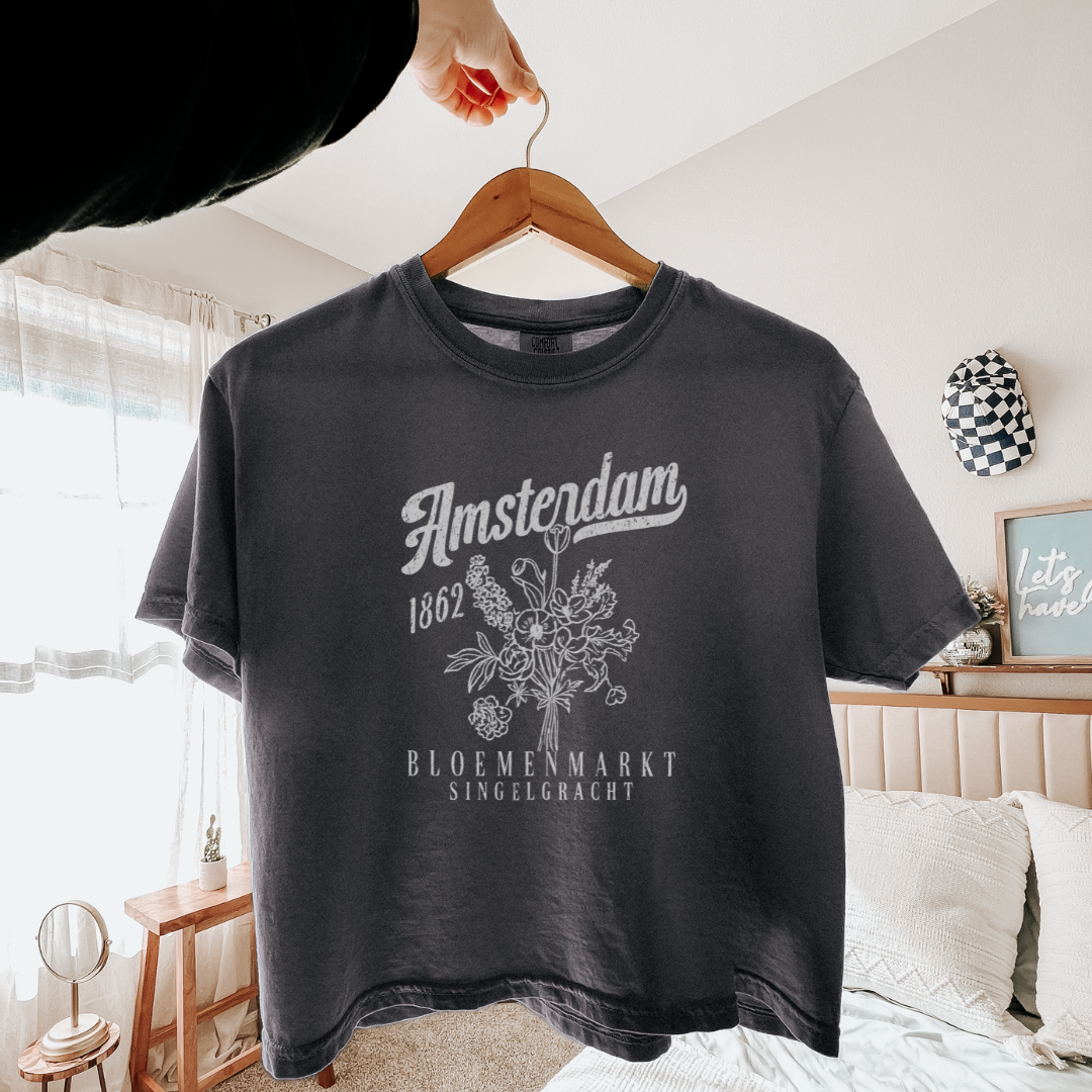 Amsterdam Flower Market - Comfort Colors Boxy Cropped Tee