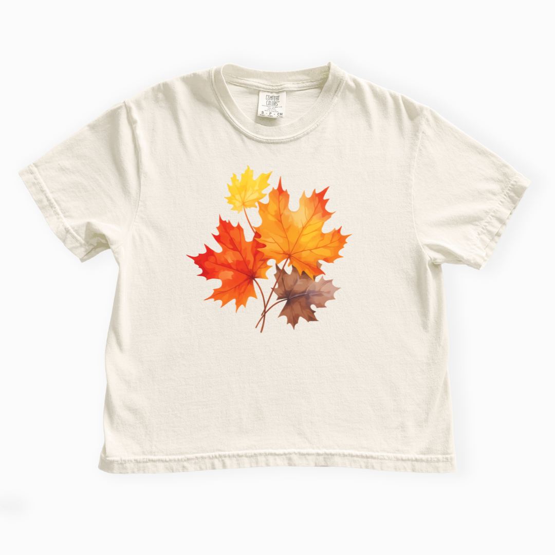 Autumn Leaves - Comfort Colors Boxy Cropped Tee