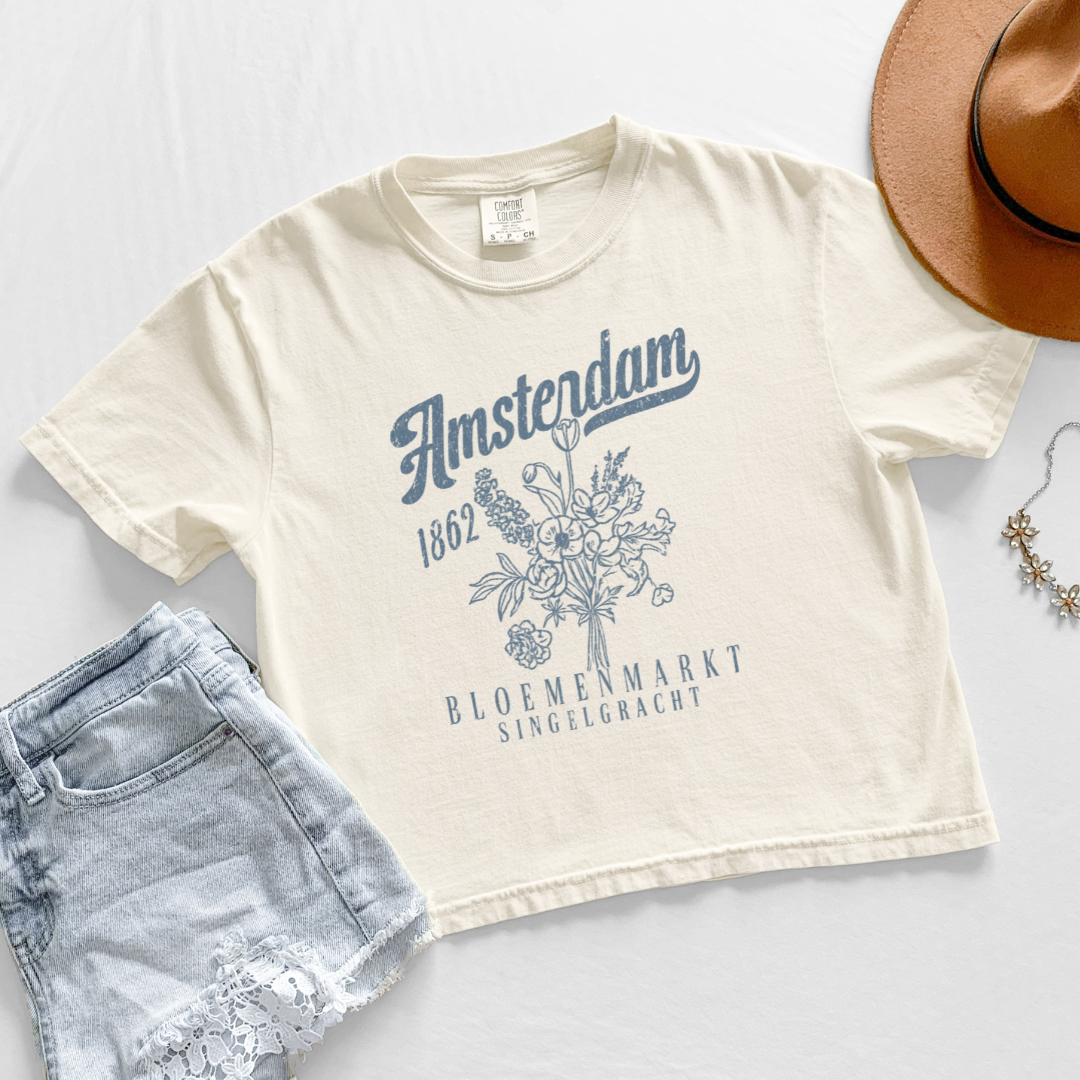 Amsterdam Flower Market - Comfort Colors Boxy Cropped Tee