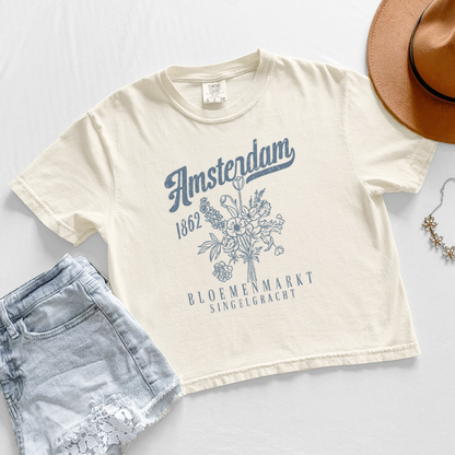 Amsterdam Flower Market - Comfort Colors Boxy Cropped Tee