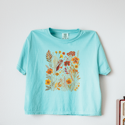 Autumn Floral - Comfort Colors Boxy Cropped Tee
