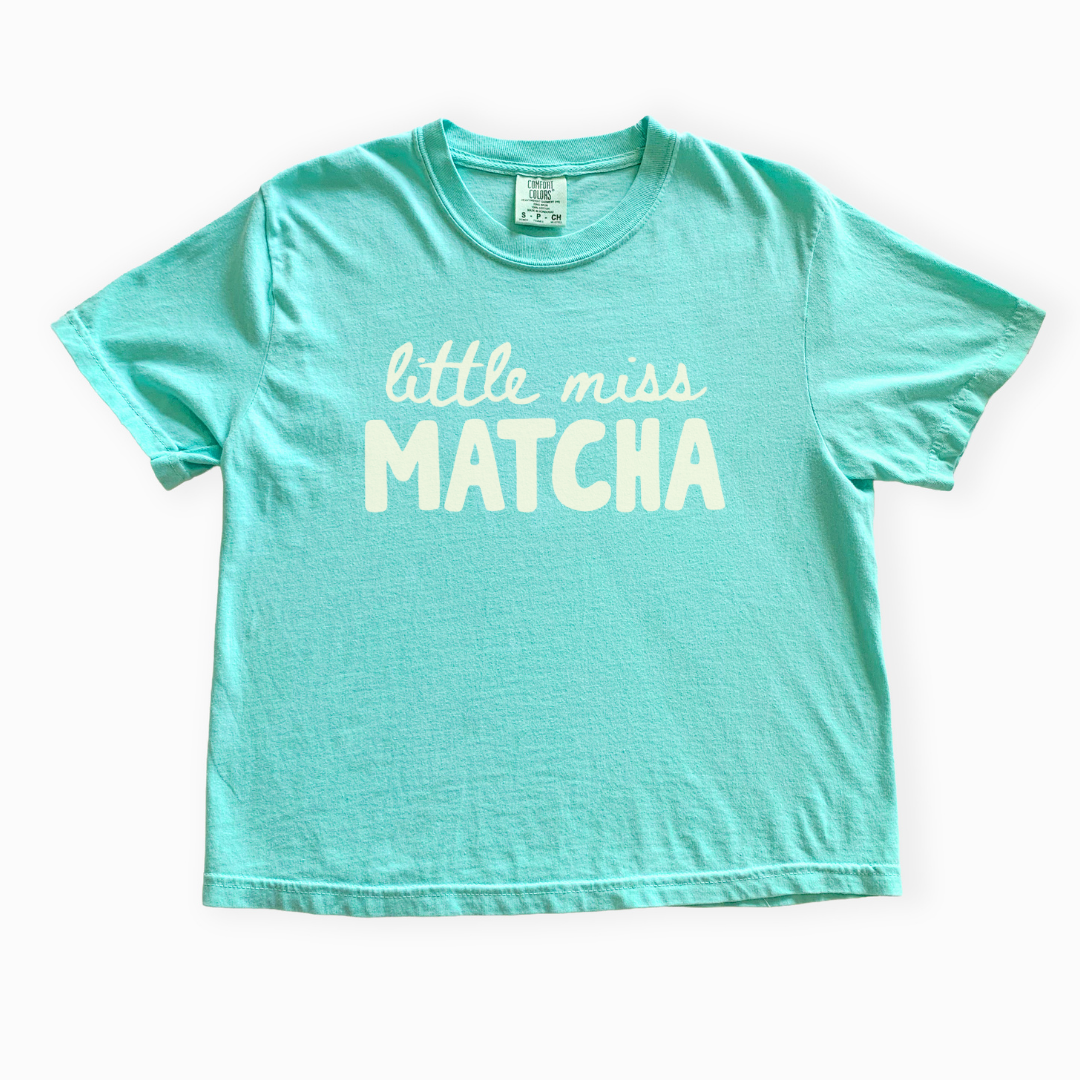Little Miss Matcha - Comfort Colors Boxy Cropped Tee