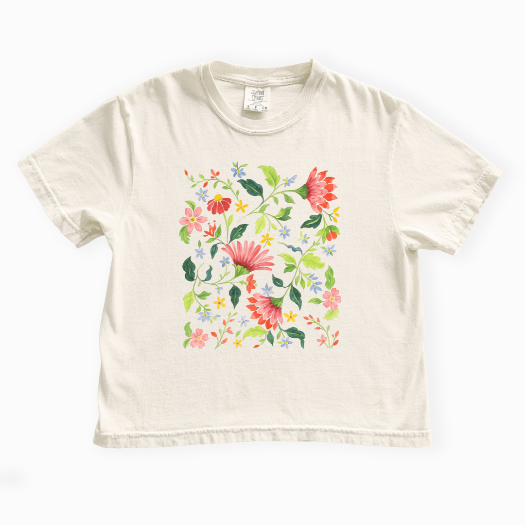 Botanical Bliss - Comfort Colors Boxy Cropped Tee