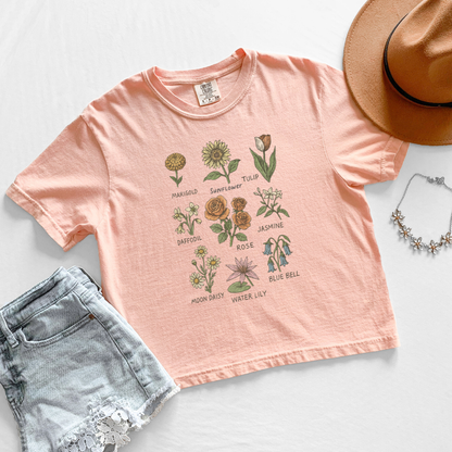 Botanical Sketchbook - Comfort Colors Boxy Cropped Tee