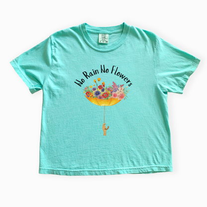 No Rain No Flowers - Comfort Colors Boxy Cropped Tee