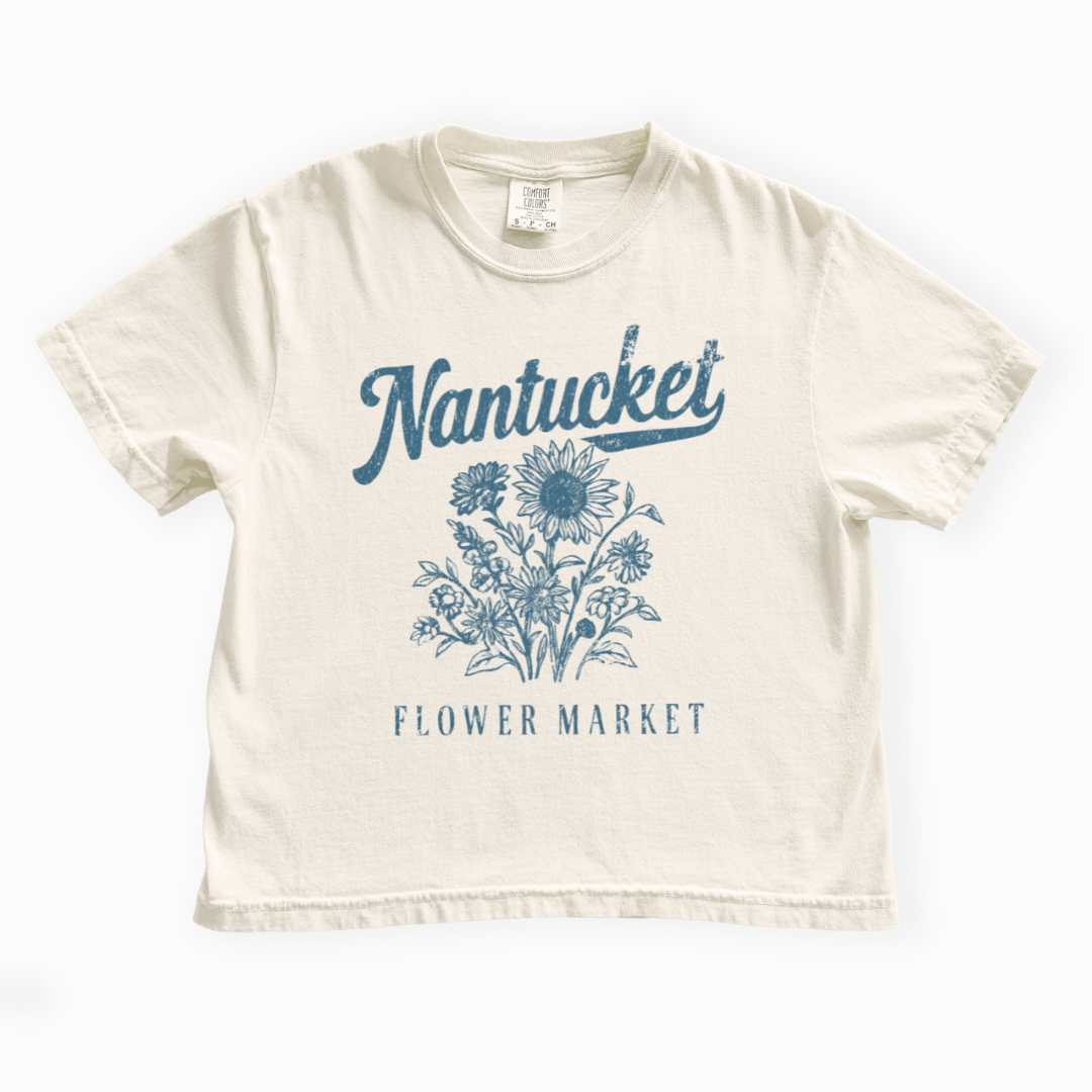 Nantucket Flower Market - Comfort Colors Boxy Cropped Tee