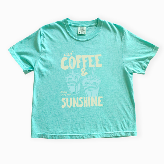Iced Coffee & Sunshine - Comfort Colors Boxy Cropped Tee